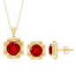 Lab Created Ruby Necklace and Earrings Set for Women