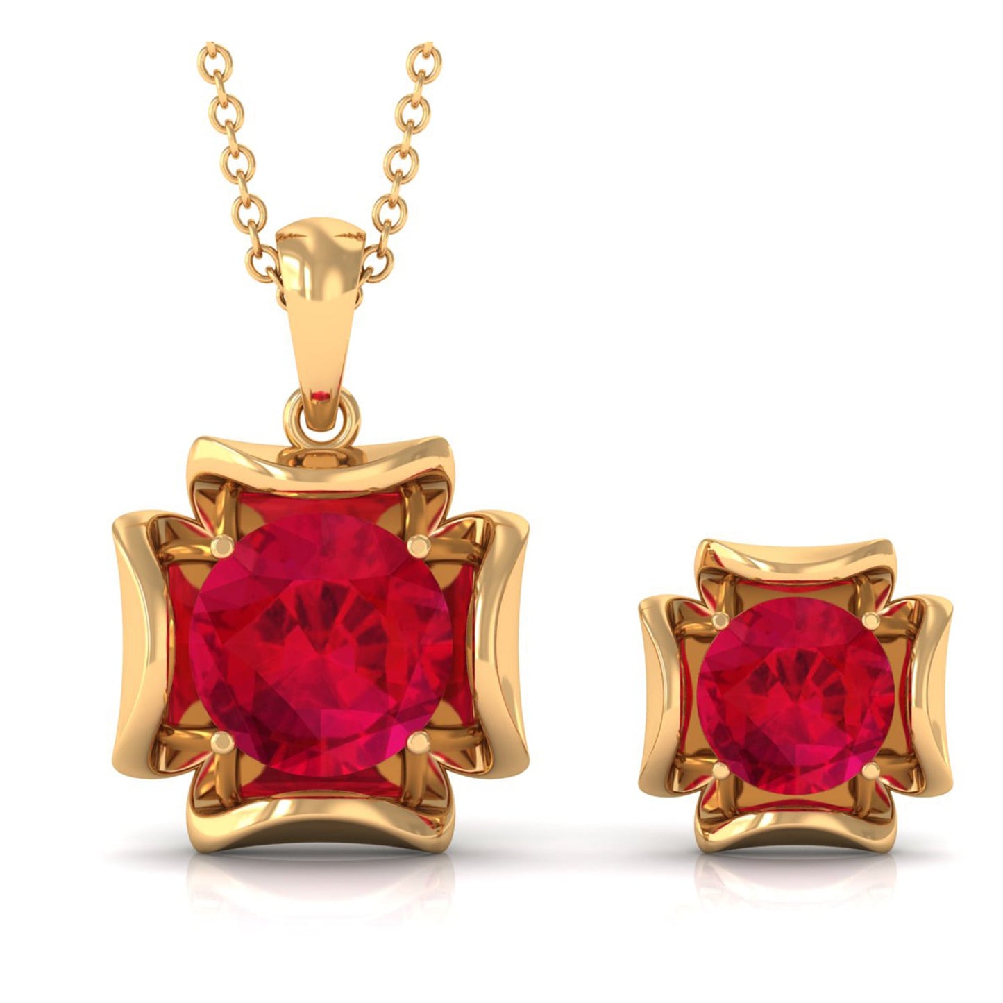 Lab Created Ruby Necklace and Earrings Set for Women