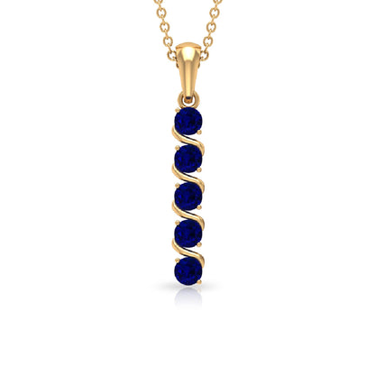 Lab Created Blue Sapphire Bar Necklace With Earrings