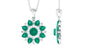 Real Emerald Statement Flower Pendant Necklace with Diamond