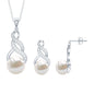 Round Freshwater Pearl and Diamond Bridal Drop Jewelry Set