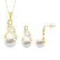 Round Freshwater Pearl and Diamond Bridal Drop Jewelry Set