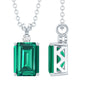 1.6 Carat Emerald Cut Lab Created Emerald Solitaire Necklace with Diamond