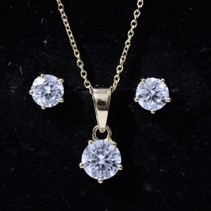 Certified Round Shape Moissanite Solitaire Jewelry Set