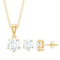 Certified Round Shape Moissanite Solitaire Jewelry Set