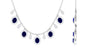 Oval Cut Blue Sapphire and Diamond Bridal Station Chain Necklace
