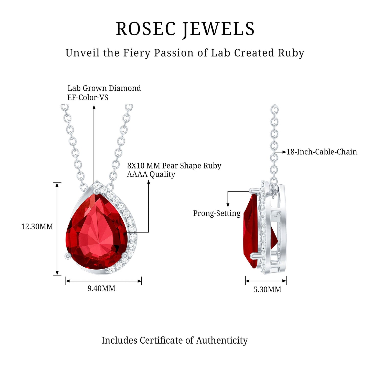 Lab Grown Ruby Teardrop Designer Necklace with Diamond