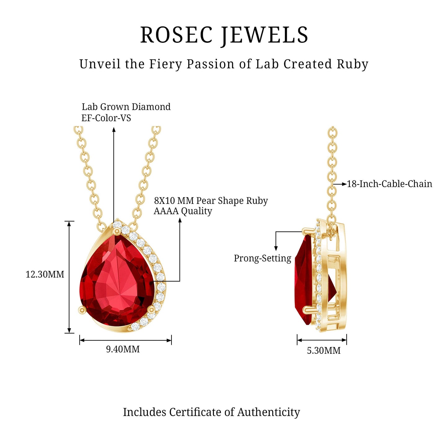 Lab Grown Ruby Teardrop Designer Necklace with Diamond