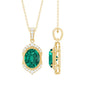 Certified Lab Grown Emerald Vintage Inspired Necklace With Diamond