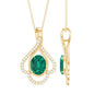 Lab Grown Emerald Oval Pendant Necklace with Diamonds