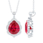 Certified Lab Grown Ruby Vintage Inspired Necklace with Diamond Halo