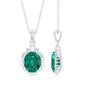 Lab Grown Emerald Oval Statement Pendant Necklace with Diamond