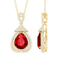 Certified Lab Grown Ruby Double Halo Diamond Necklace