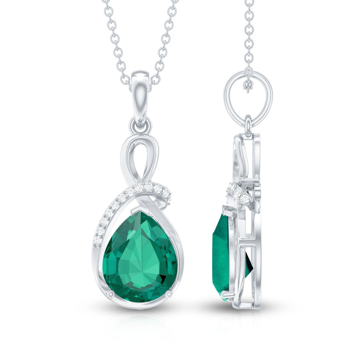 Lab Grown Emerald Diamond Infinity Necklace