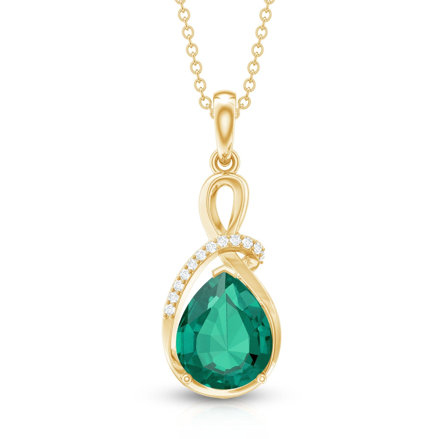 Lab Grown Emerald Diamond Infinity Necklace