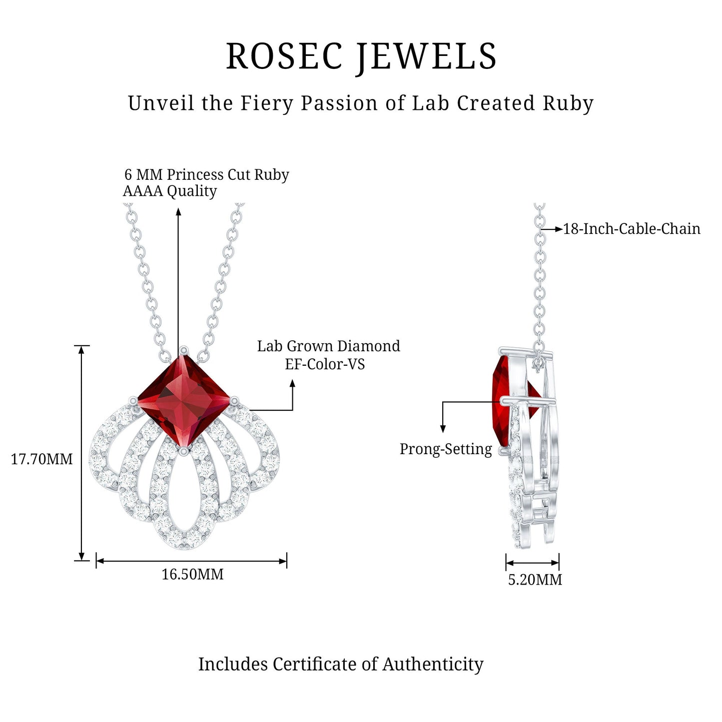 Lab Grown Ruby Diamond Designer Wedding Necklace