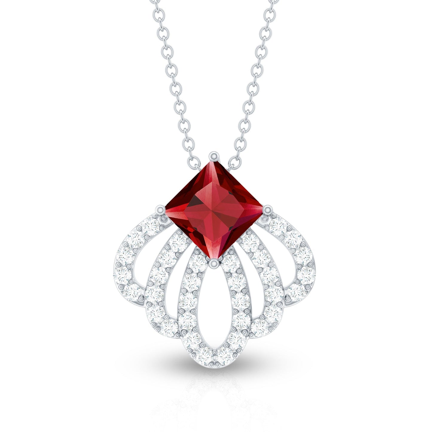 Lab Grown Ruby Diamond Designer Wedding Necklace