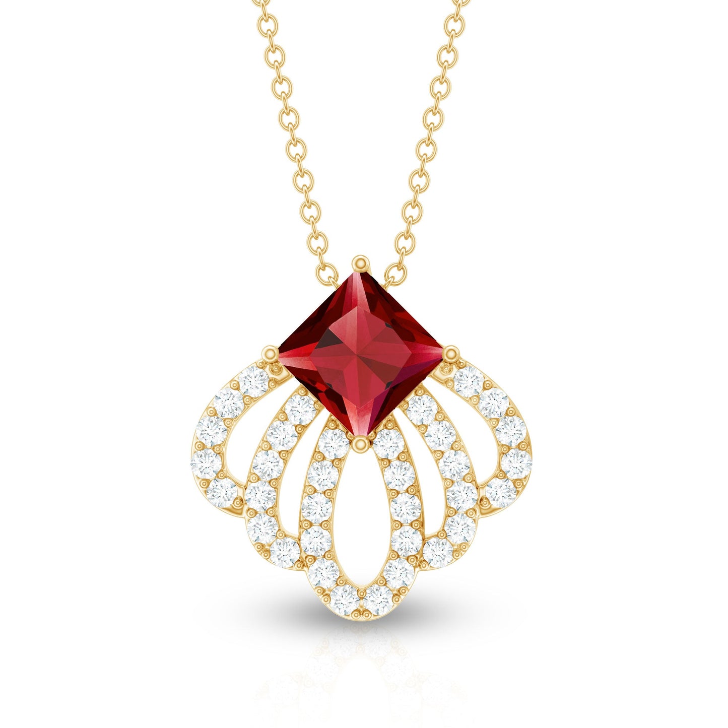Lab Grown Ruby Diamond Designer Wedding Necklace