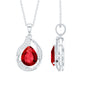 Designer Lab Created Ruby Teardrop Pendant Necklace with Diamond