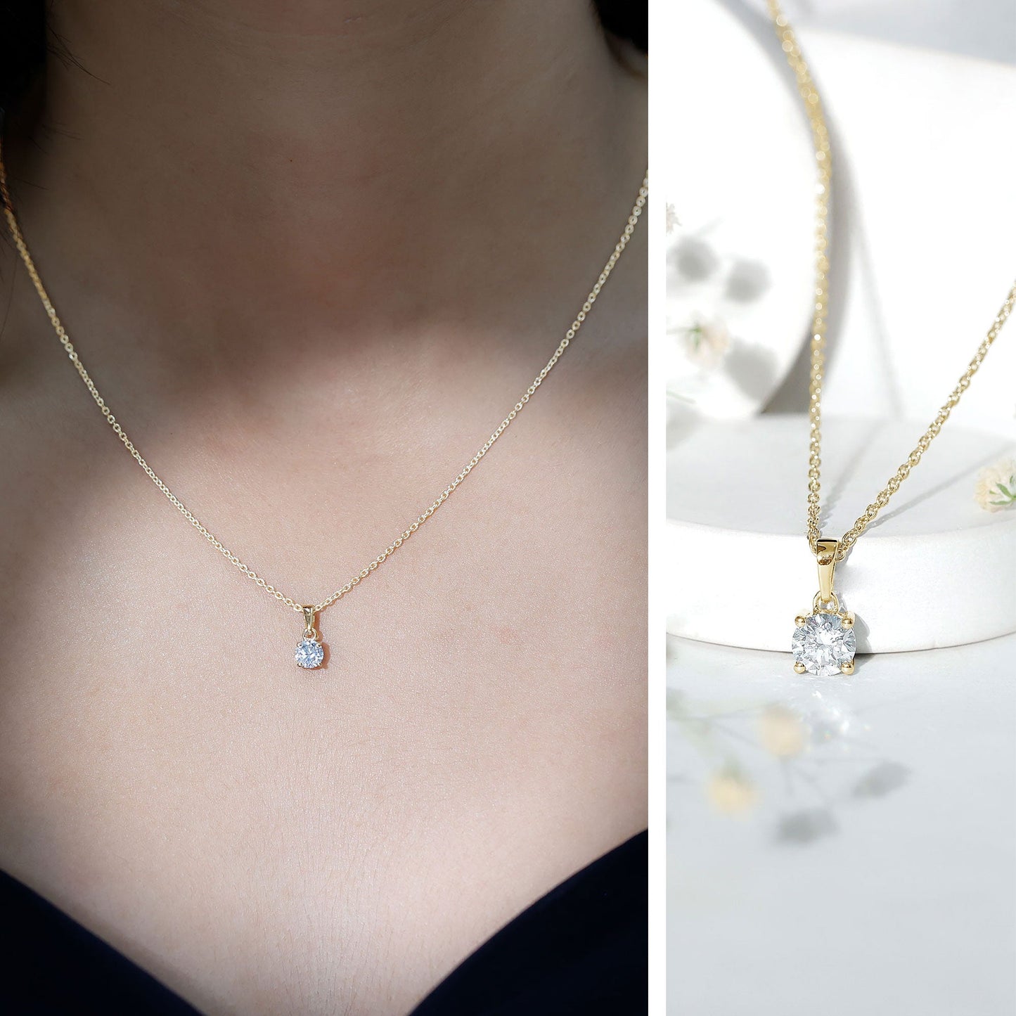 Round 0.4 Carat Brilliant Cut Lab Diamond Solitaire Necklace for Women