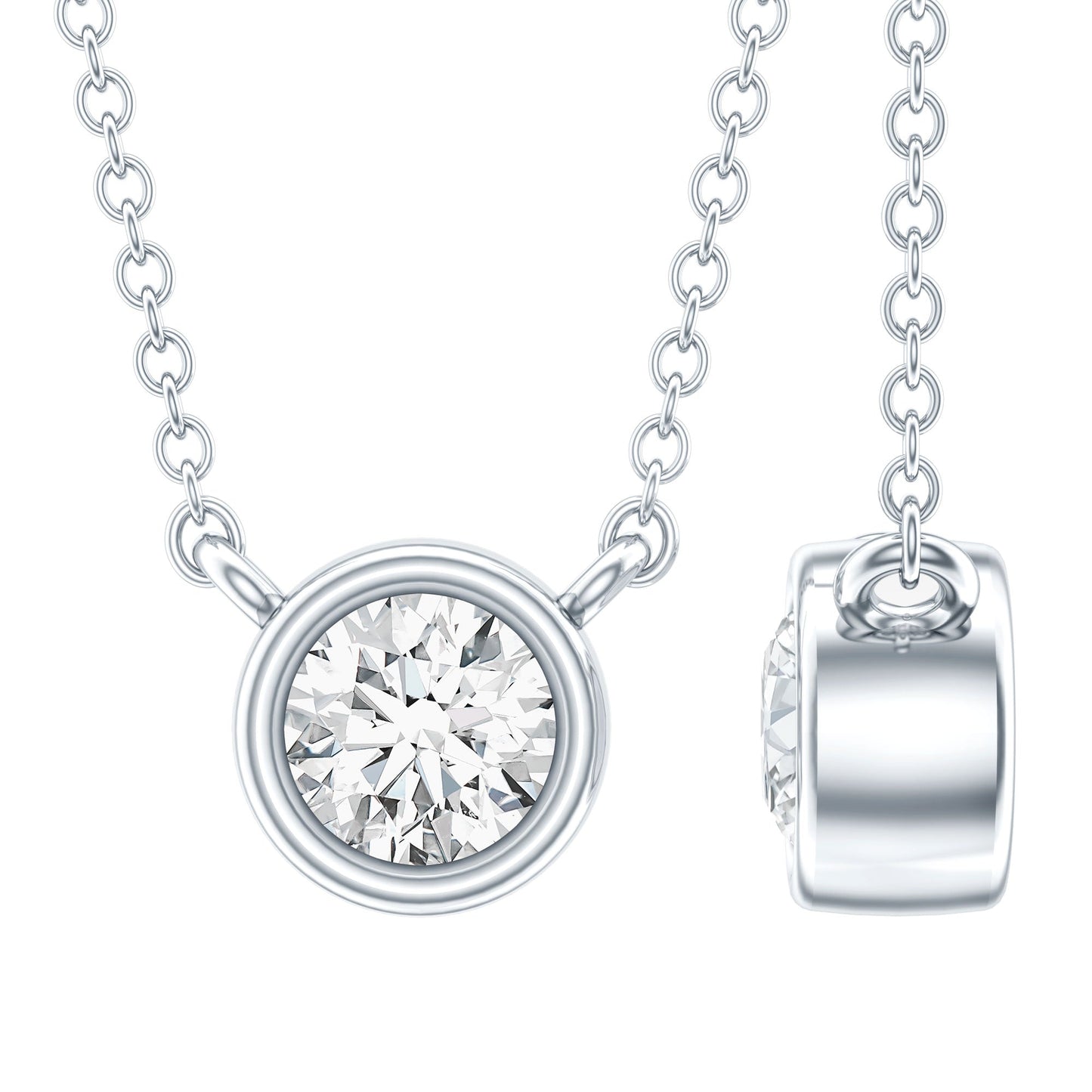 Half Carat Lab Grown Diamond Solitaire Necklace in Sterling Silver