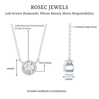 Half Carat Lab Grown Diamond Solitaire Necklace in Sterling Silver