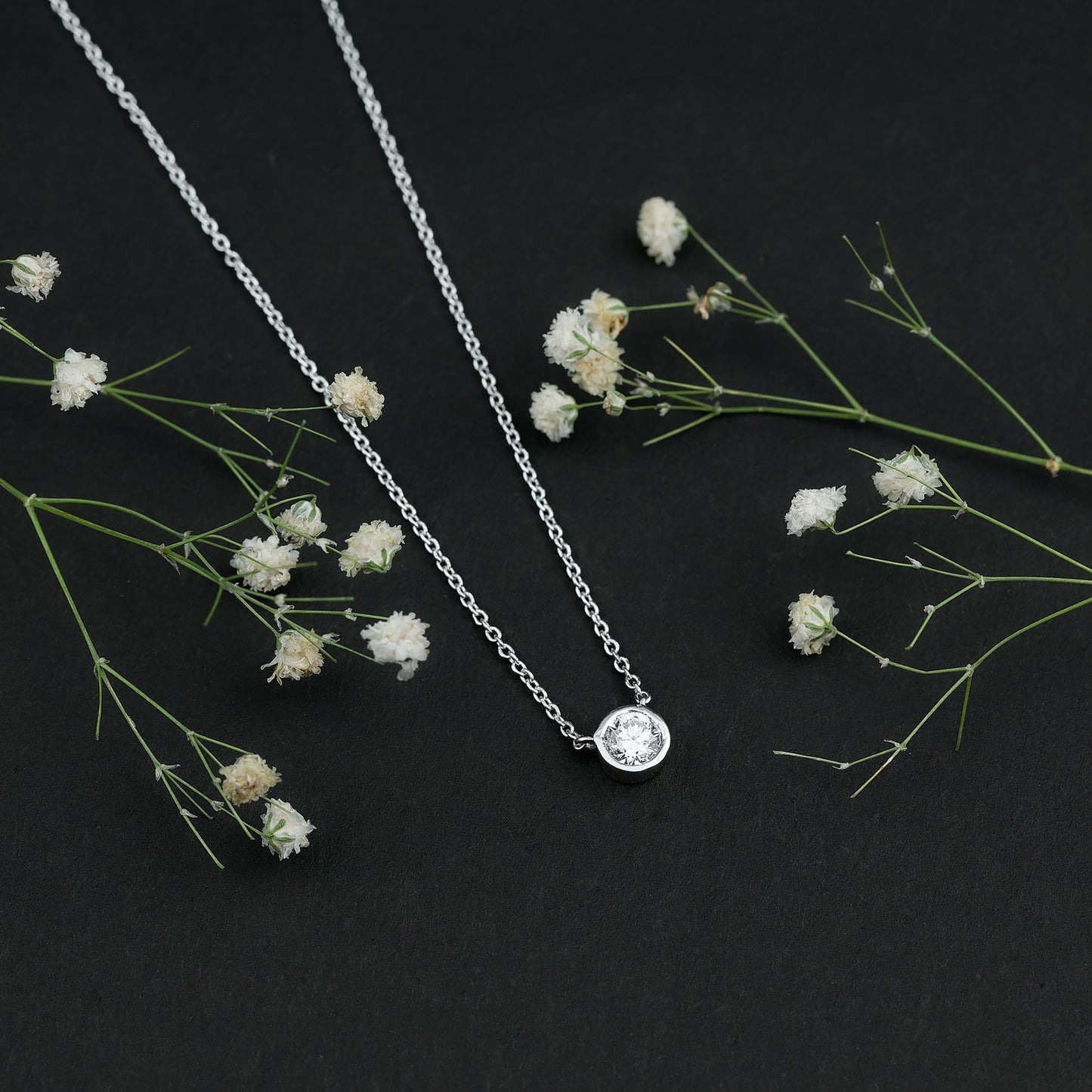 Half Carat Lab Grown Diamond Solitaire Necklace in Sterling Silver