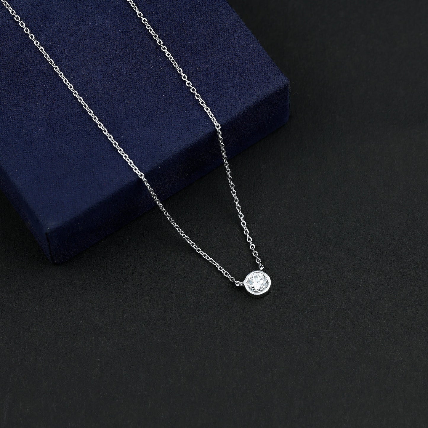 Half Carat Lab Grown Diamond Solitaire Necklace in Sterling Silver