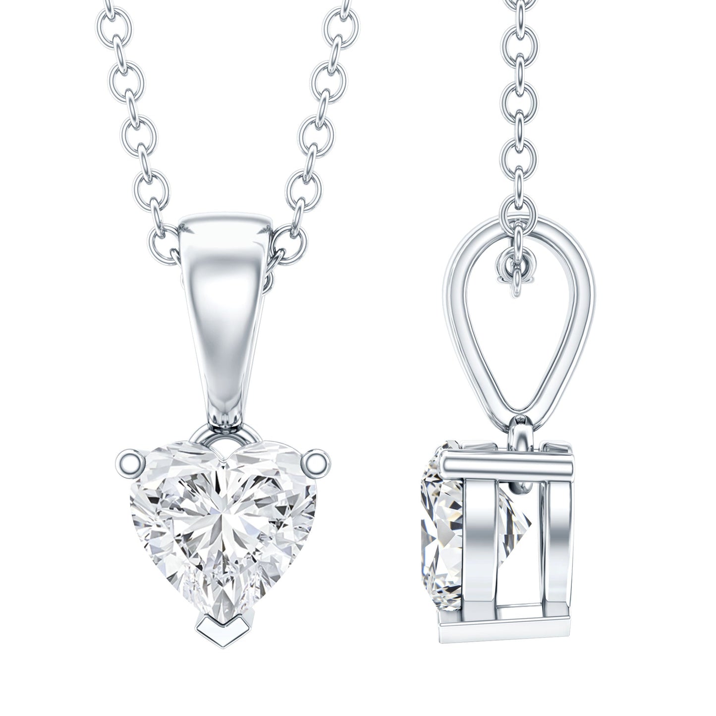 Certified 0.5 Carat Lab Grown Diamond Heart Necklace With Silver Chain