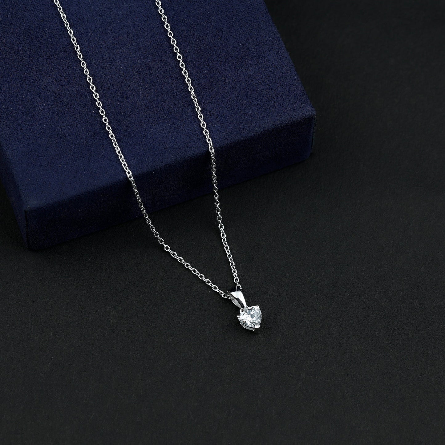 Certified 0.5 Carat Lab Grown Diamond Heart Necklace With Silver Chain