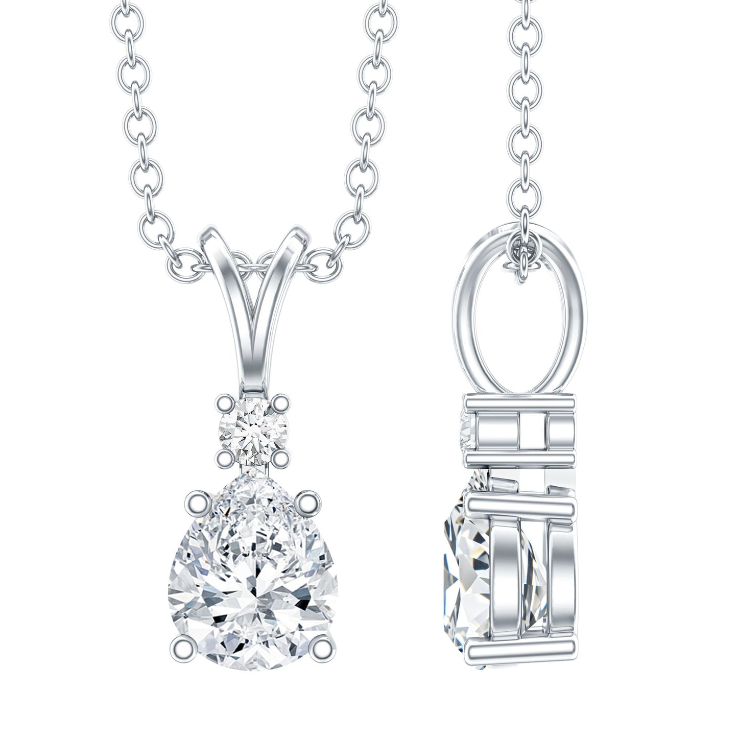 0.3 Carat Lab Grown Diamond Teardrop Pendant Necklace