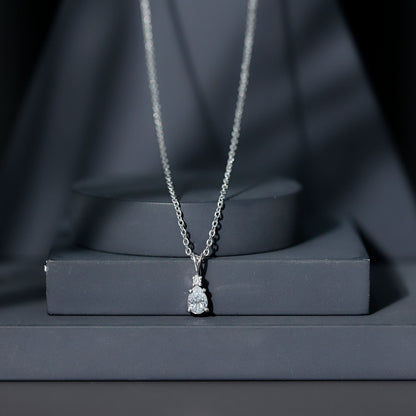 6X5mm Pear Lab Grown Diamond Teardrop Necklace With Silver Chain