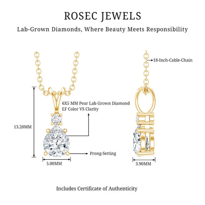 0.3 Carat Lab Grown Diamond Teardrop Pendant Necklace