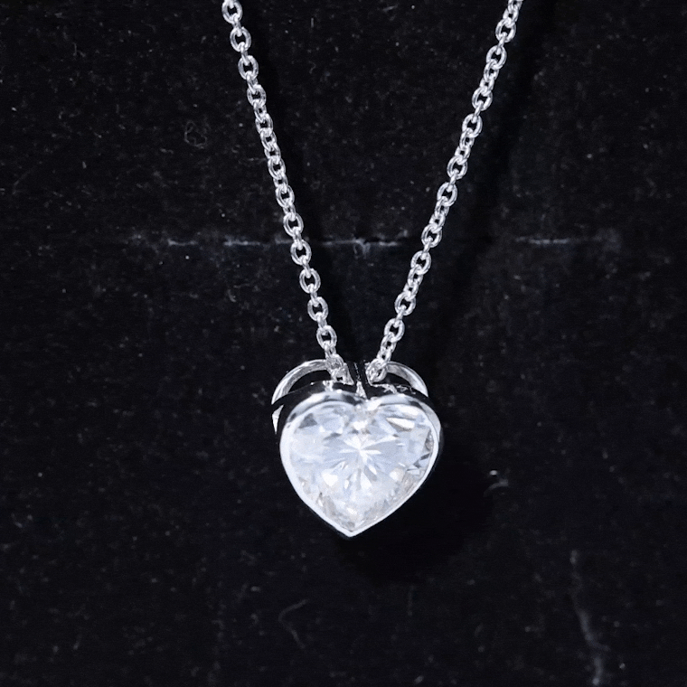 Bezel Set 2 Carat Cubic Zirconia Heart Pendant Necklace with Chain