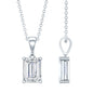 6X8mm Emerald Cut Cubic Zirconia Solitaire Necklace With Silver Chain