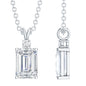 Certified 1.87 Carat Emerald Cut Cubic Zirconia Pendant Necklace with Silver Chain
