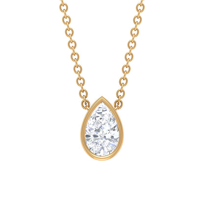 Pear Shape Real Diamond Solitaire Necklace