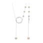 White Freshwater Pearl and Diamond Lariat Eternity Necklace