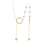 White Freshwater Pearl and Diamond Lariat Eternity Necklace