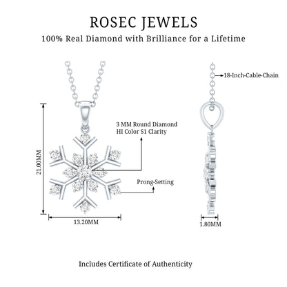 Certified Natural Diamond Christmas Necklace With Chain