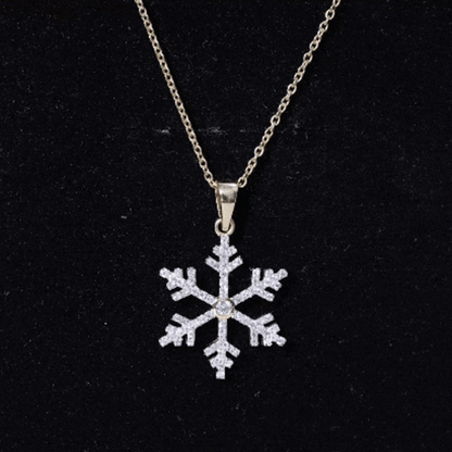 Genuine Diamond Snowflake Pendant for Women
