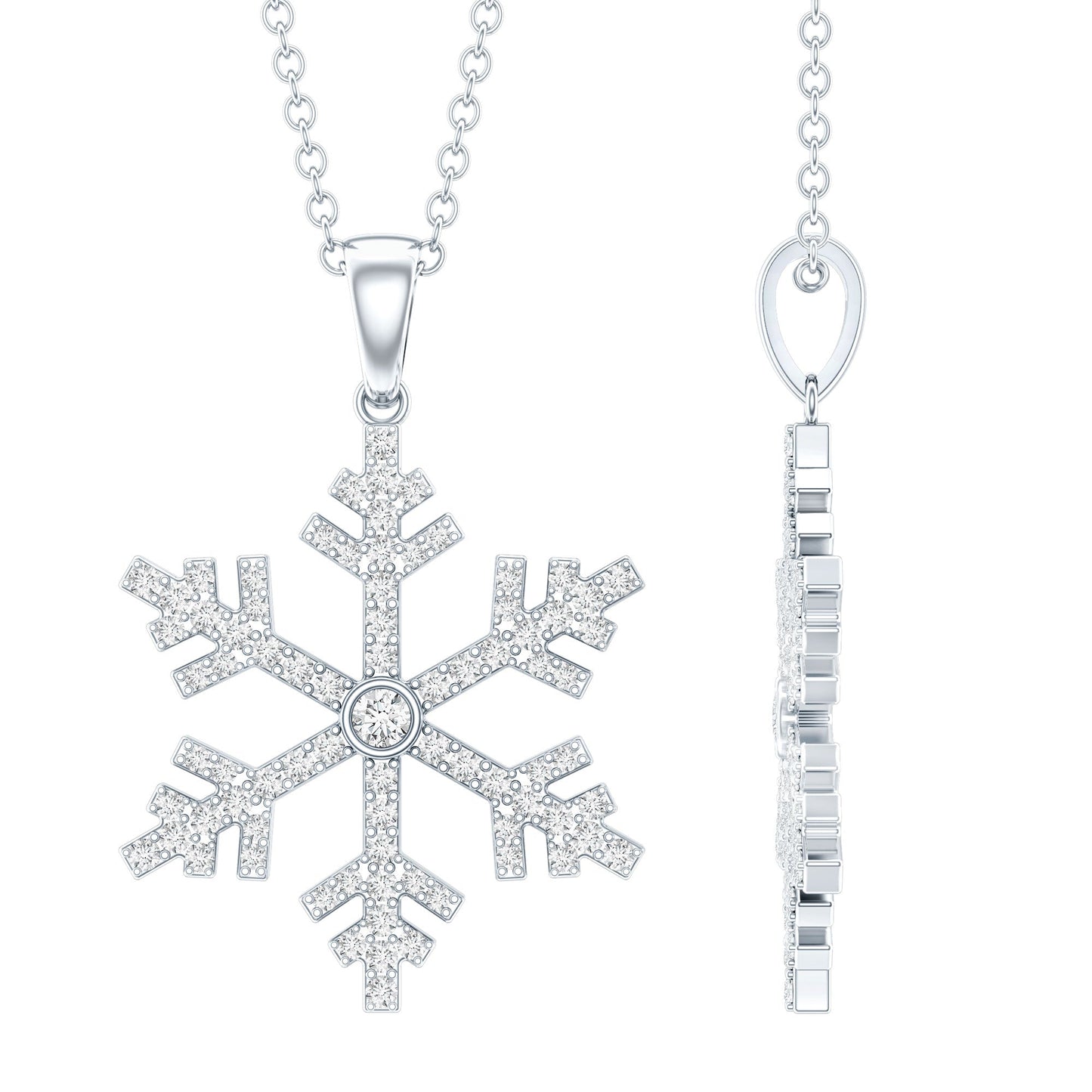Genuine Diamond Snowflake Pendant for Women