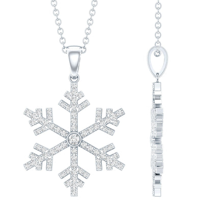 Genuine Diamond Snowflake Pendant for Women