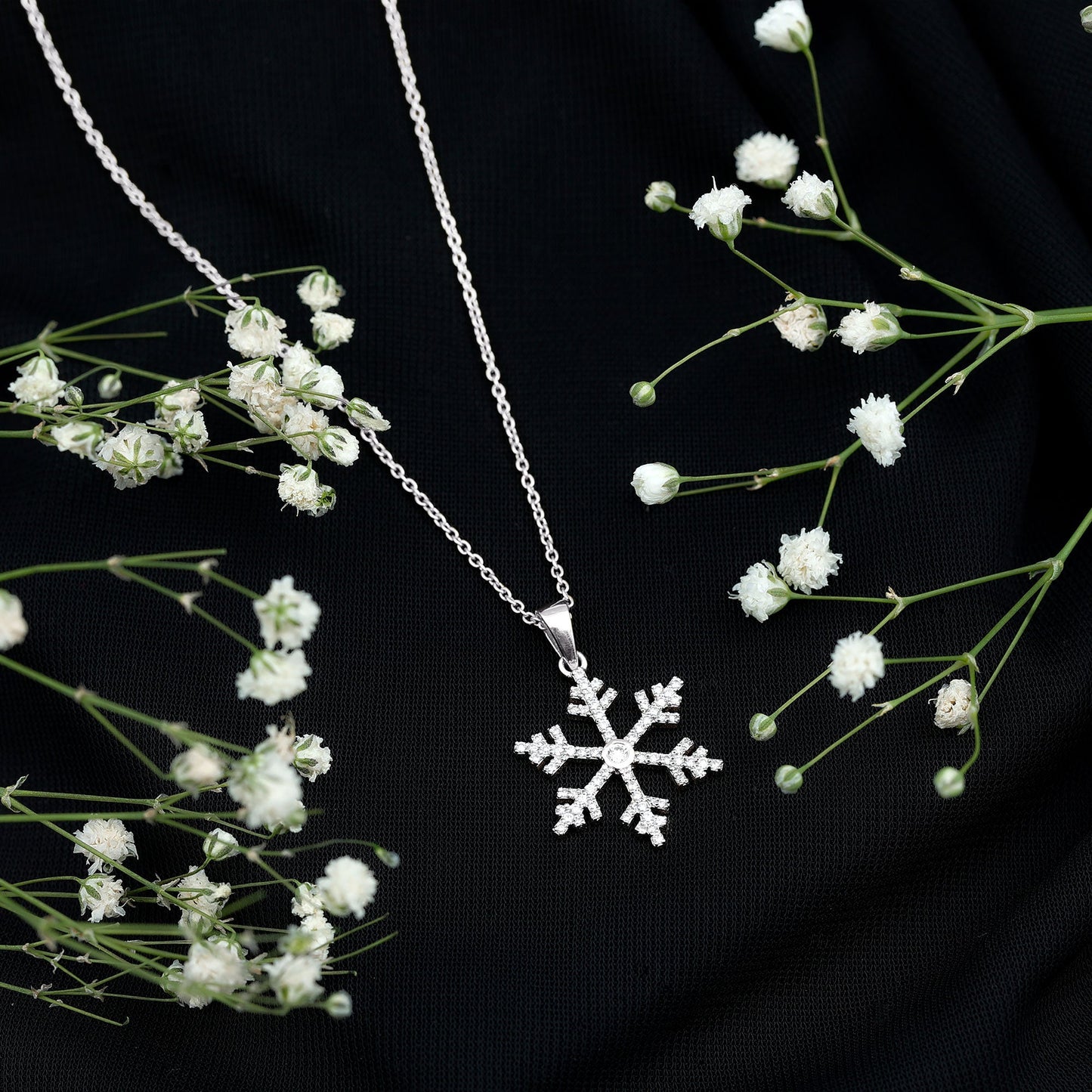 Genuine Diamond Snowflake Pendant for Women