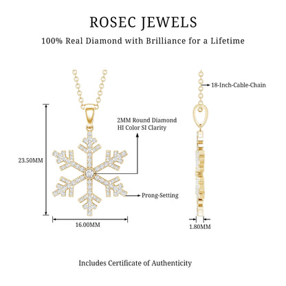 Genuine Diamond Snowflake Pendant for Women