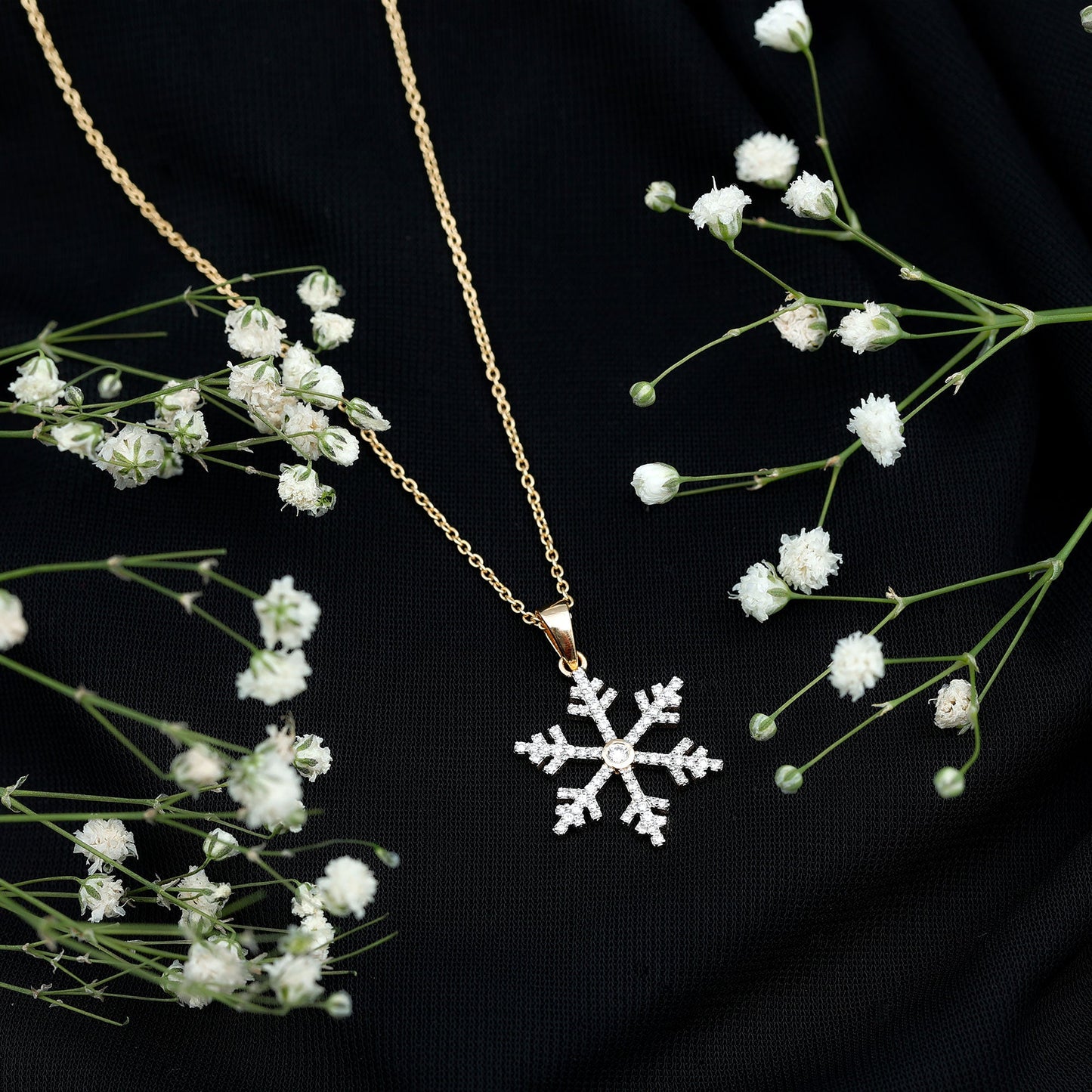 Genuine Diamond Snowflake Pendant for Women