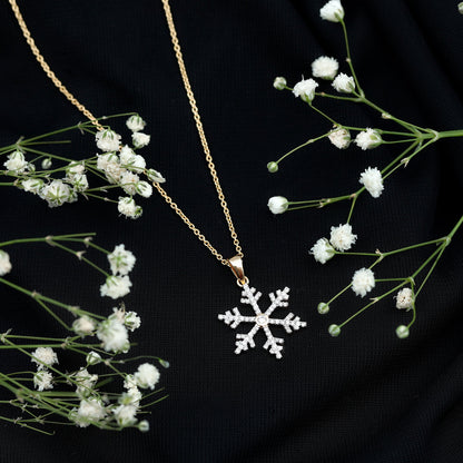 Genuine Diamond Snowflake Pendant for Women
