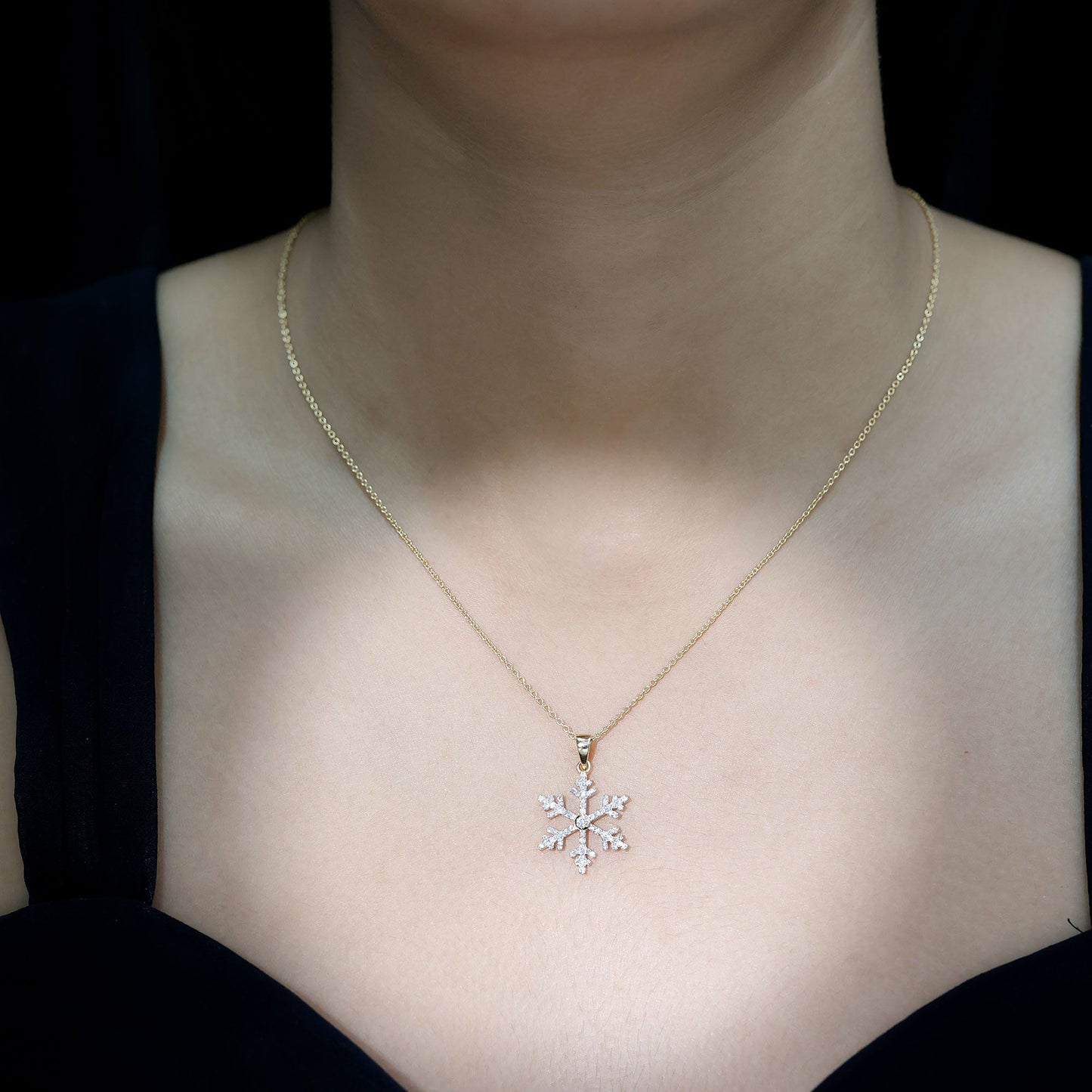 Genuine Diamond Snowflake Pendant for Women