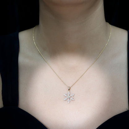 Genuine Diamond Snowflake Pendant for Women