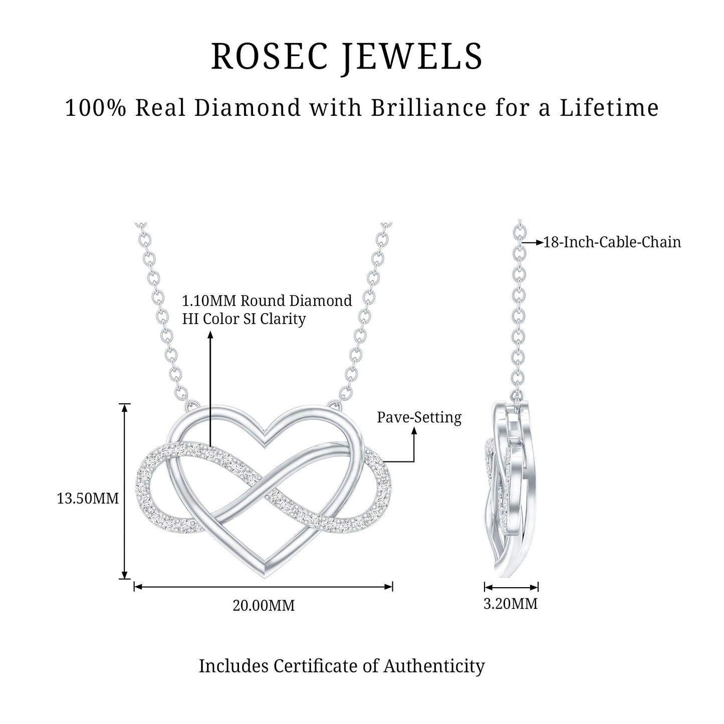 Certified Diamond Infinity Heart Necklace